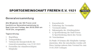 Generalversammlung 2020